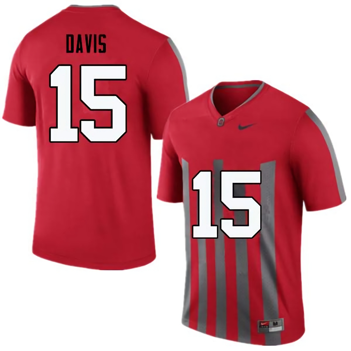 Wayne Davis Ohio State Buckeyes Men's NCAA #15 Nike Throwback Red College Stitched Football Jersey YTU8756LF